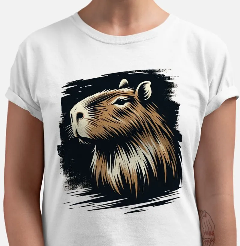 Capivara Retrato em pincéis pretos