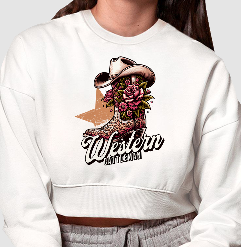 Moleton Cropped Western Feminina