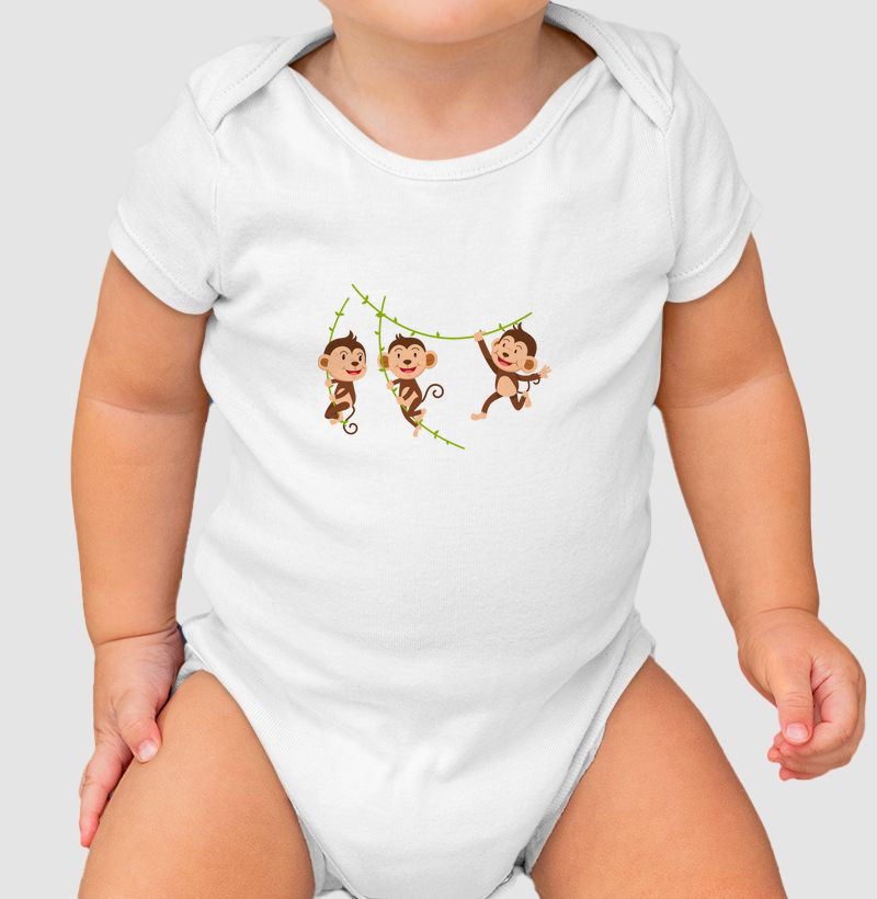 Body Infantil Macaquinhos na Floresta