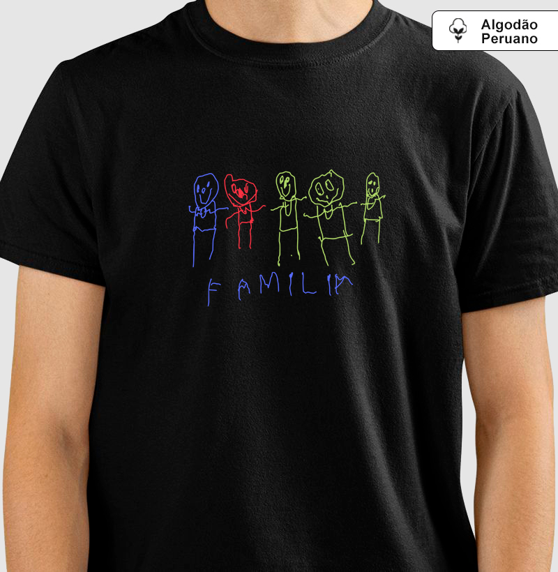 Camiseta Família Colorida by Lucas em Algodão Peruano