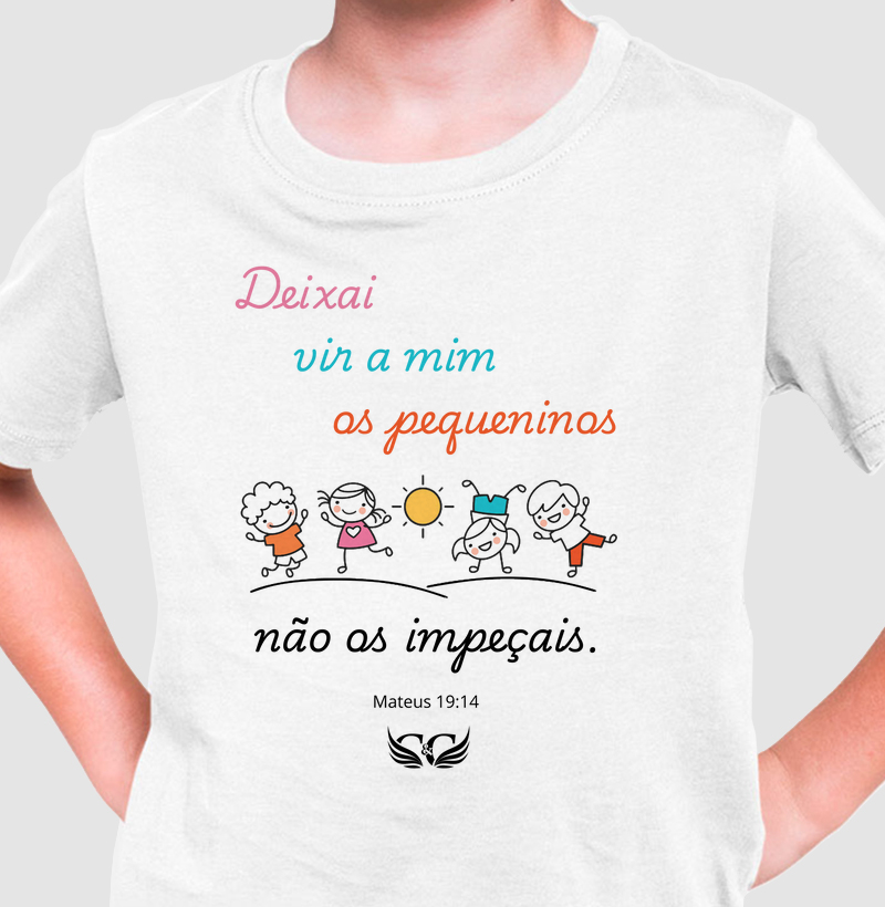 Camiseta Infantil Deixai vir a mim os pequeninos