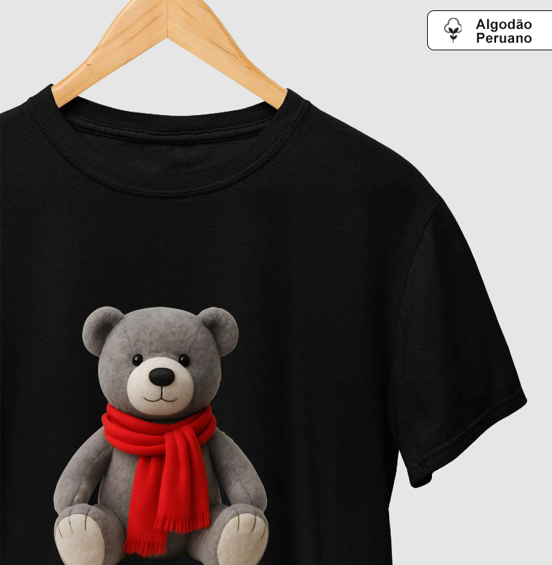 Camiseta Algodão Peruano Urso Grey