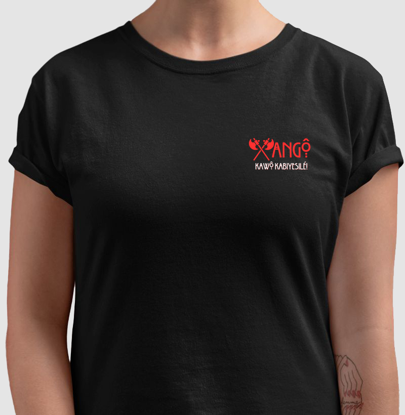 Camiseta Bls Xangô Kawô Kabiyesilé Sombreada Preta Feminina