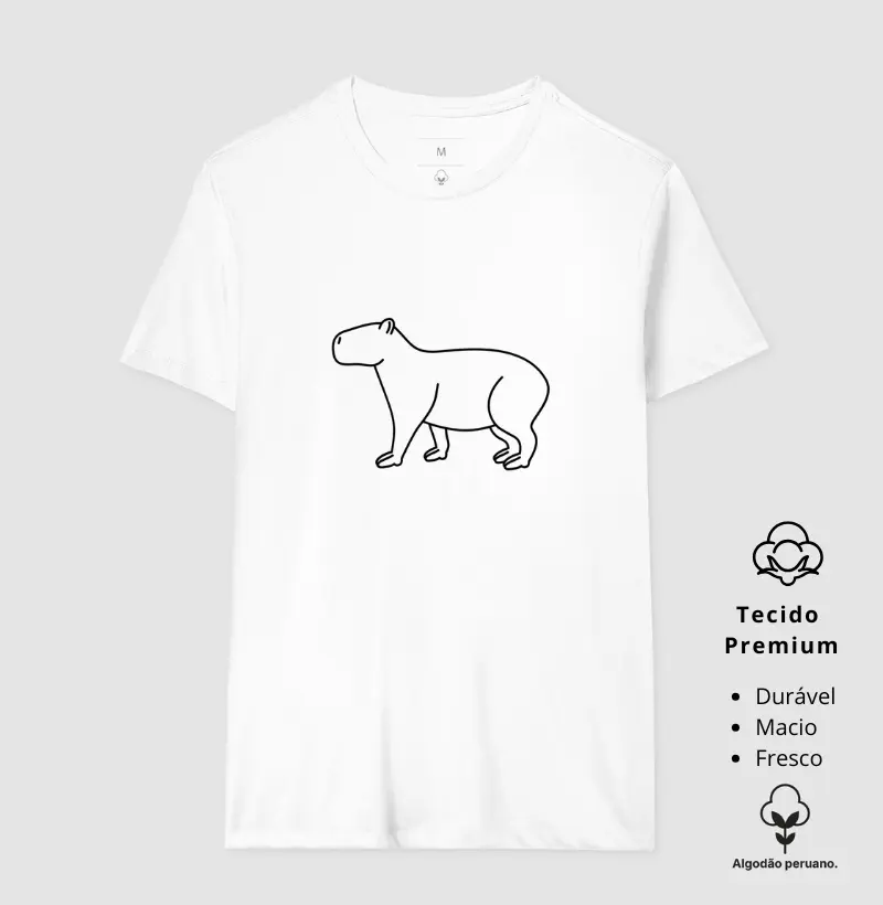 Camiseta Animalis 100% Algodão Peruano Capivara