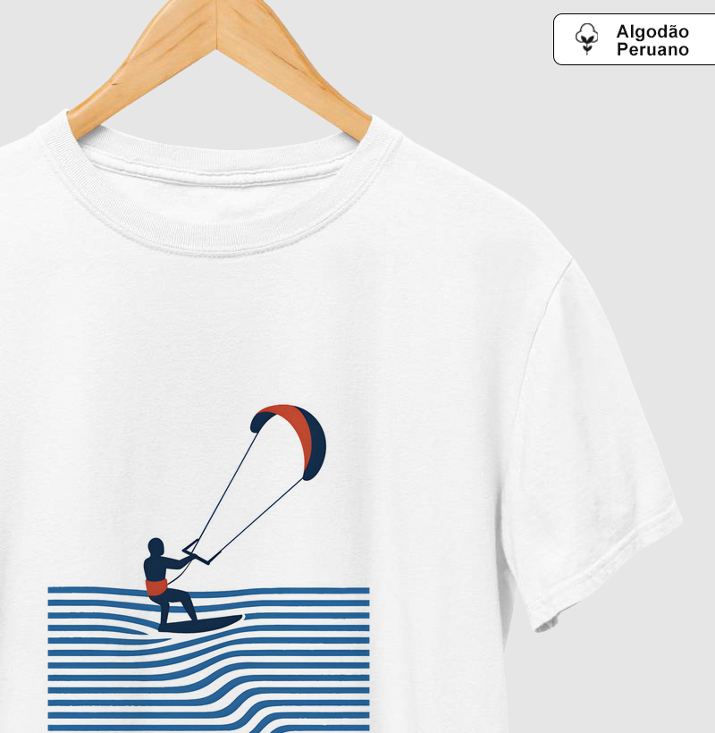 Camiseta Kitesurf: Vento e Mar - Liberdade na Onda