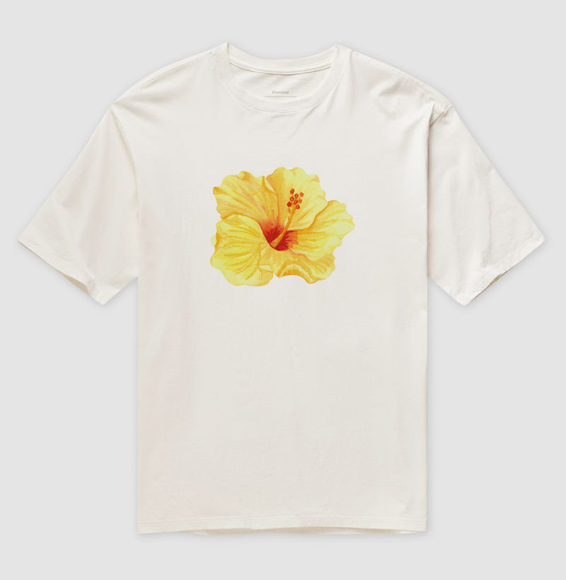 Camiseta Oversized Yellow Hibiscus