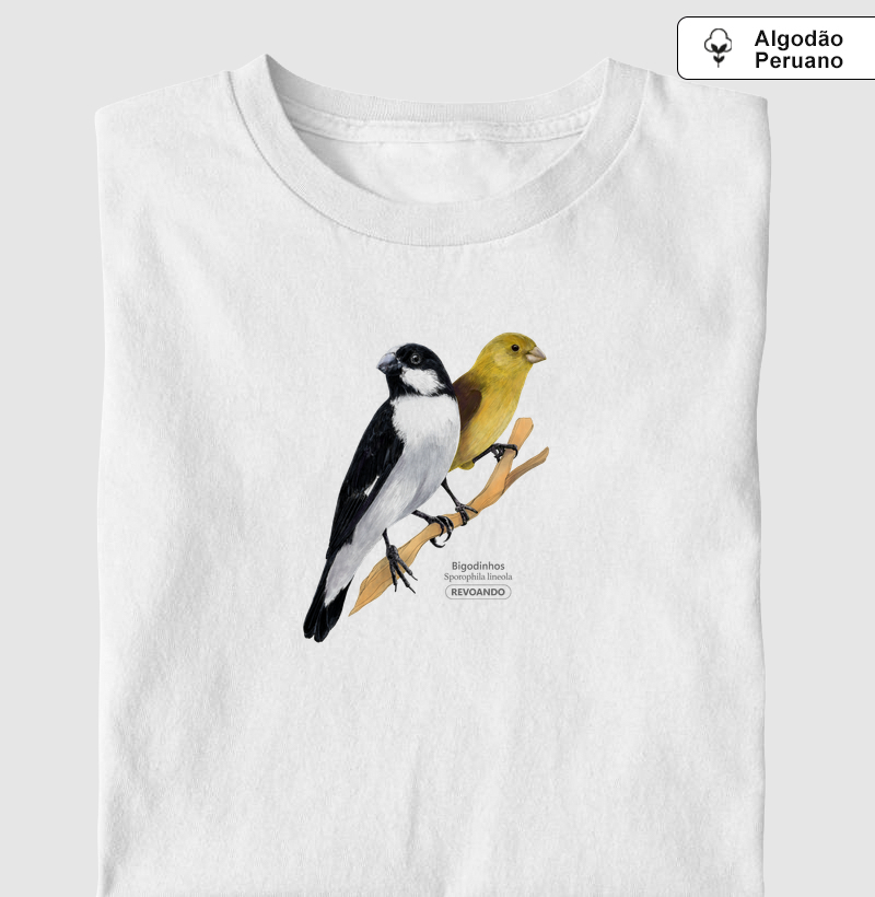 Aves do Brasil - Casal de Bigodinhos - Algodão Peruano