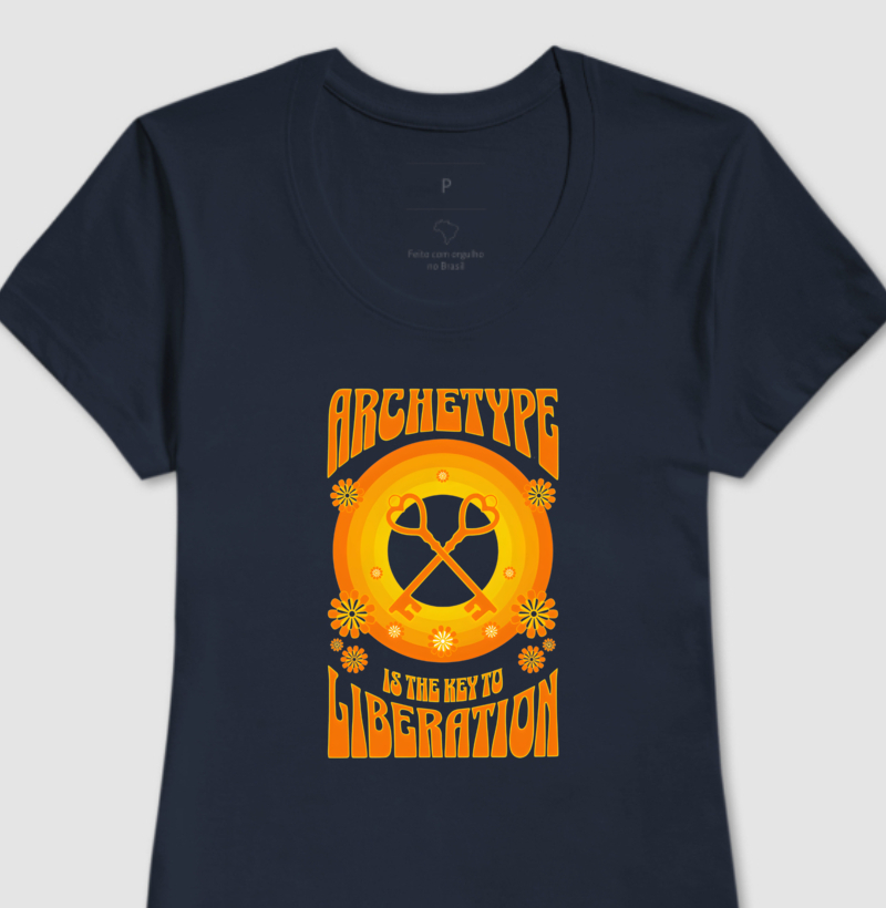 Camiseta Feminina Arquétipo da Chave Libertação Cor Laranja 