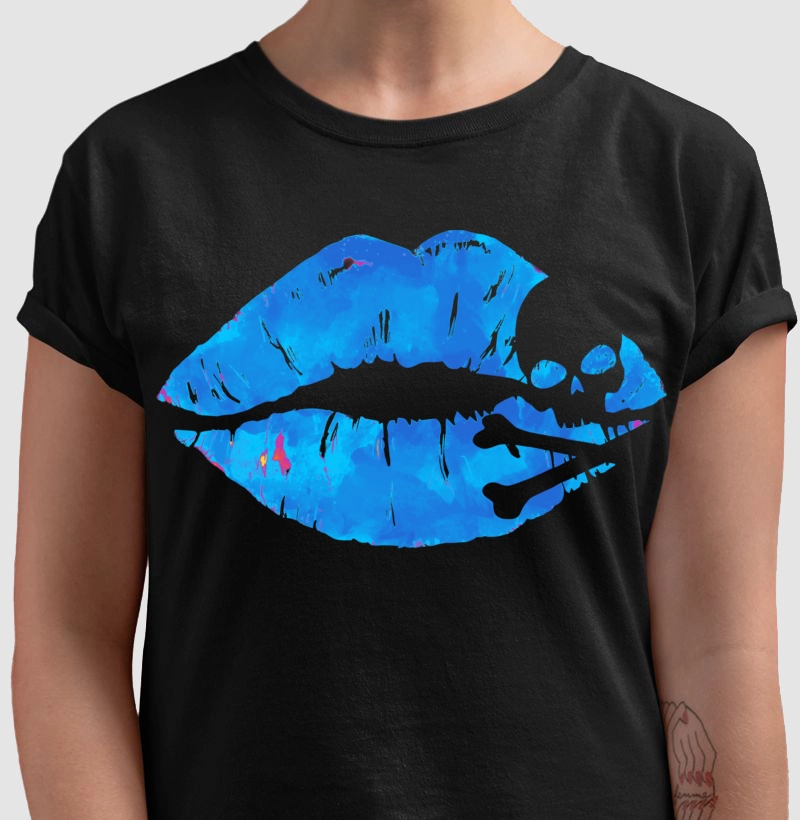 Kiss skull light blue
