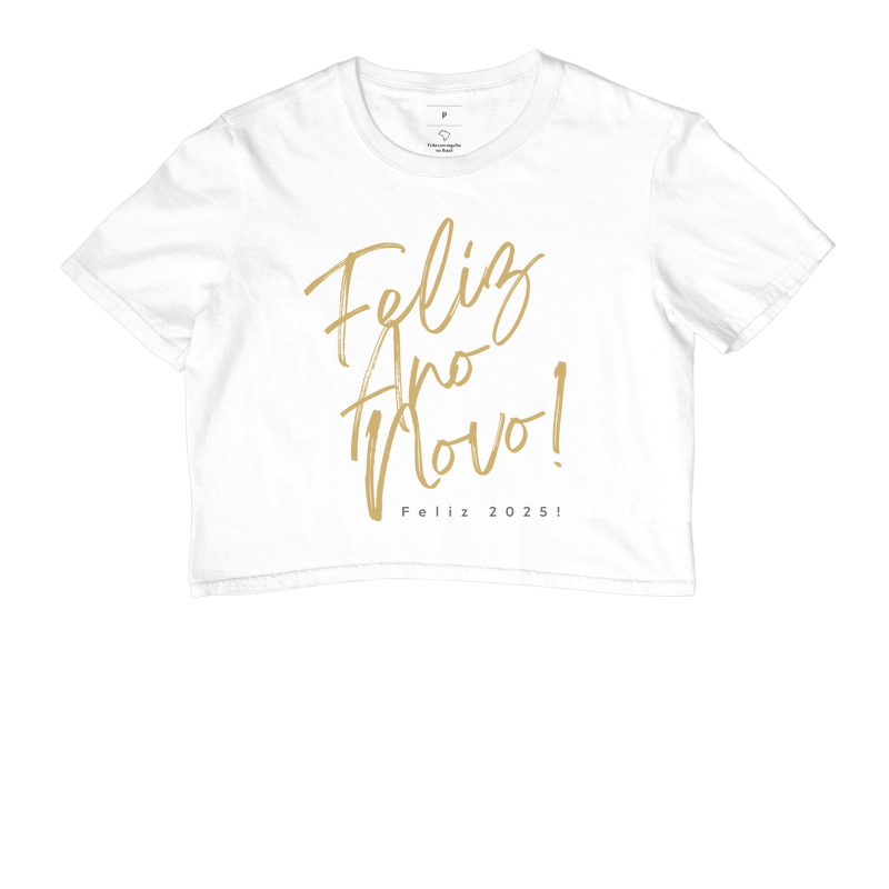 Camiseta cropped Feliz Ano Novo