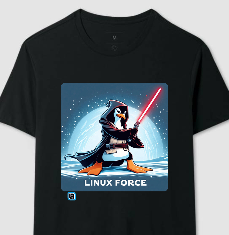 Camisa Linux Force - Pinguim Jedi guerreiro da ordem Sith