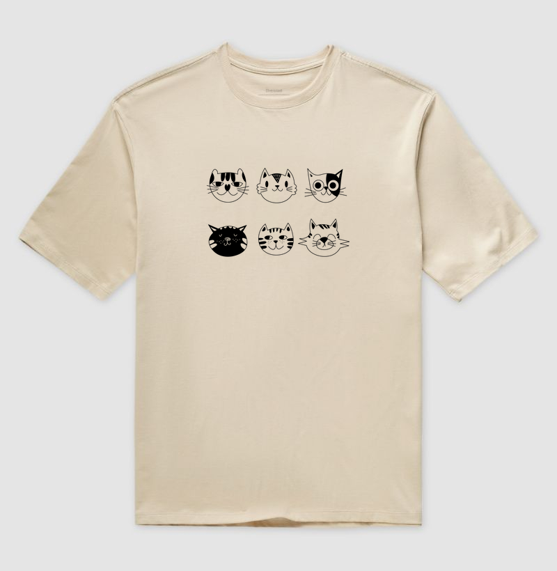 Camiseta Oversized Cat Faces