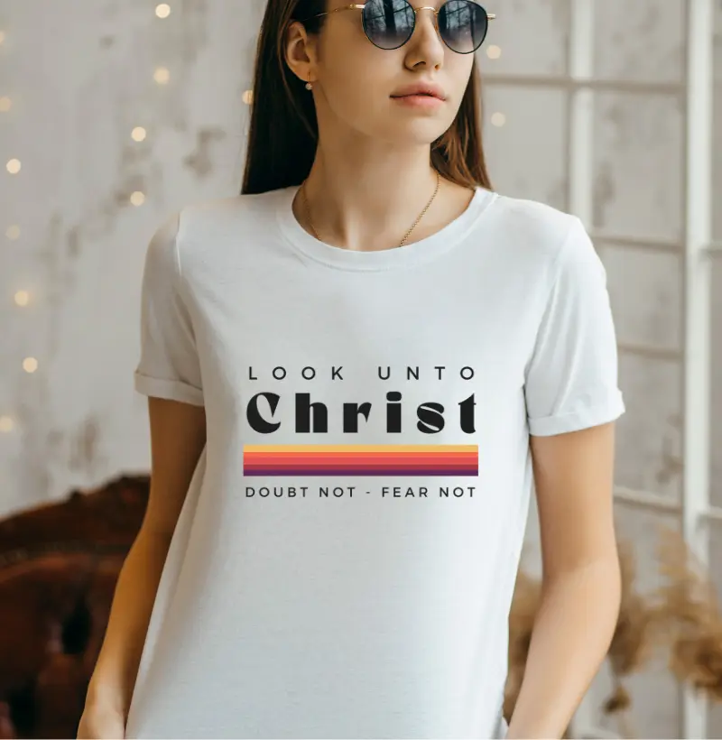 BABY LOOK -TEMA DOS JOVENS 2025-LOOK UNTO CHRIST- DOUBT NOT FEAR NOT / BUSQUE A CRISTO, NÃO DUVIDEIS, NÃO TEMAIS 