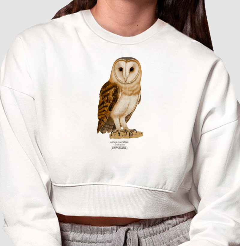 Aves do Brasil - Coruja Suindara - Moletom Cropped