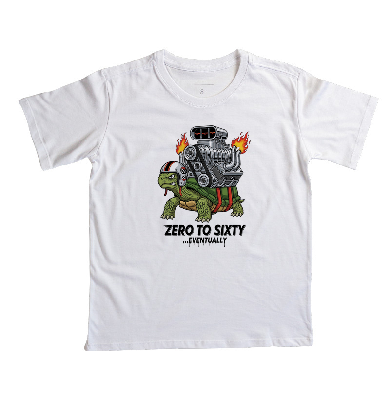 camiseta-garage-motors-kustom-zero-to-sixty-tartaruga-turbo-engracada