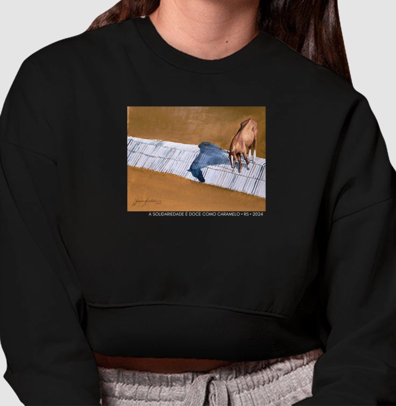 Moletom Cropped Cavalo Caramelo