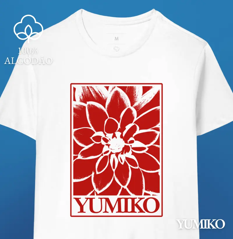 Tshirt em Algodão com Estampa Flor Escarlate Yumiko