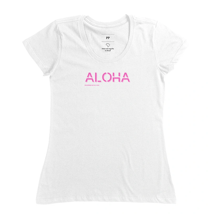 Camiseta Aimobaba Aloha feminina branca