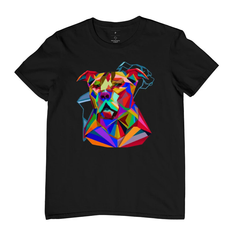 Camiseta Pitbull Geométrico Colorido