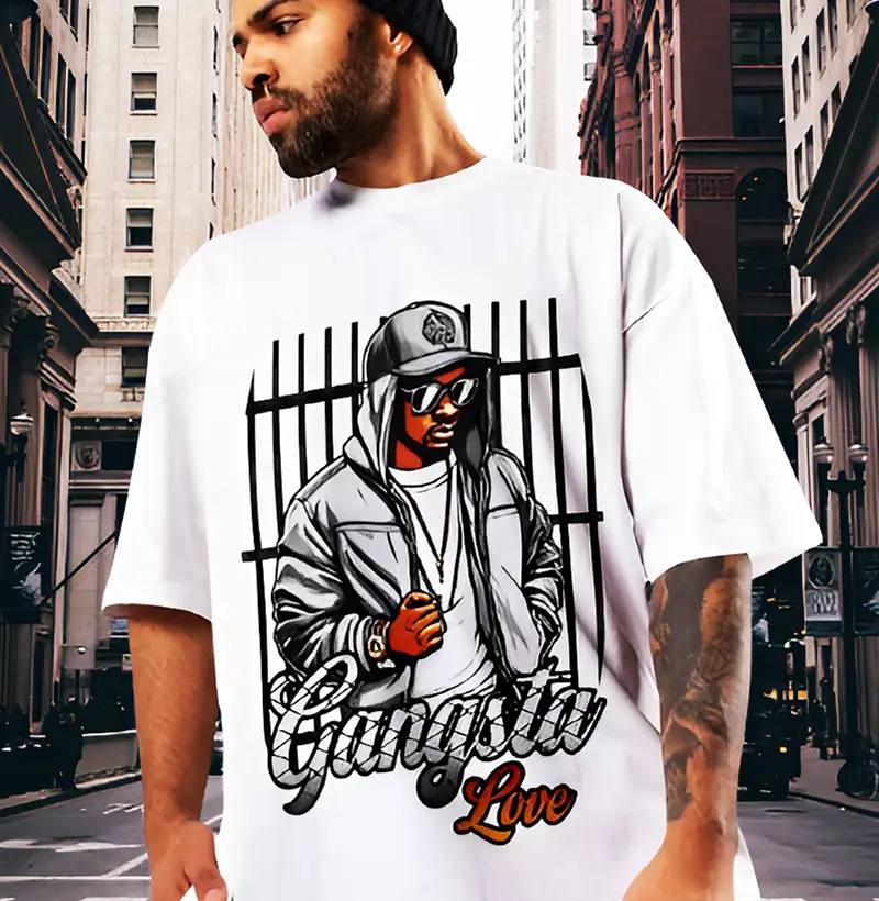 Camiseta Oversized Gangsta Love - Estilo Streetwear