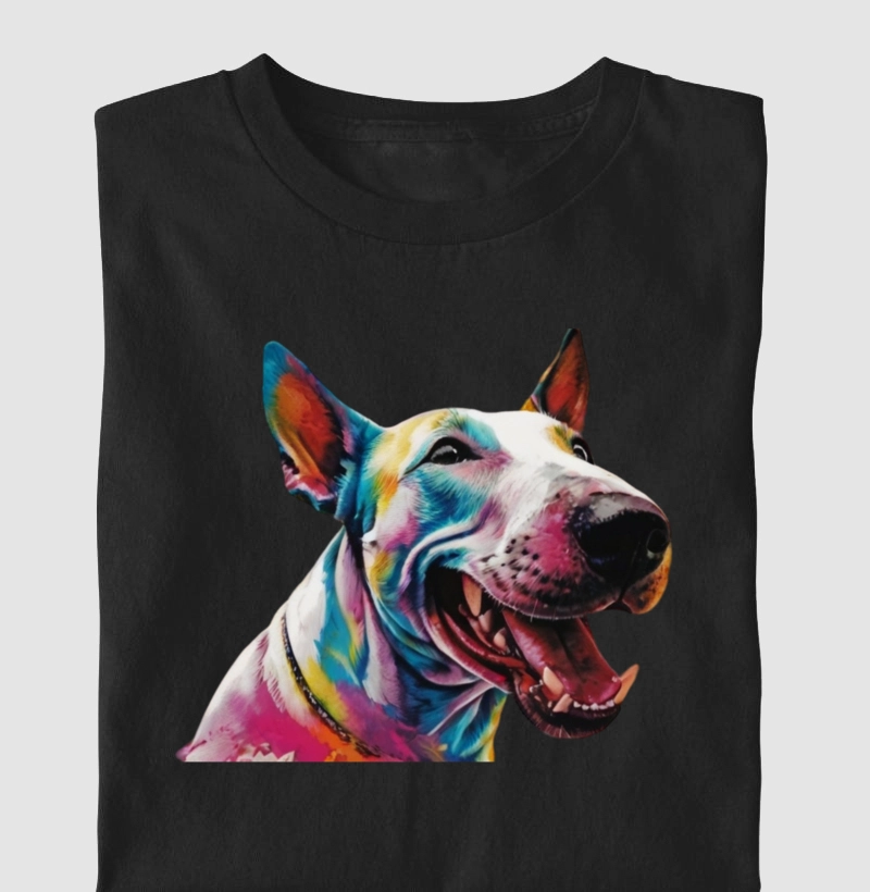 Camiseta BullTerrier estampa aquarela lateral direita