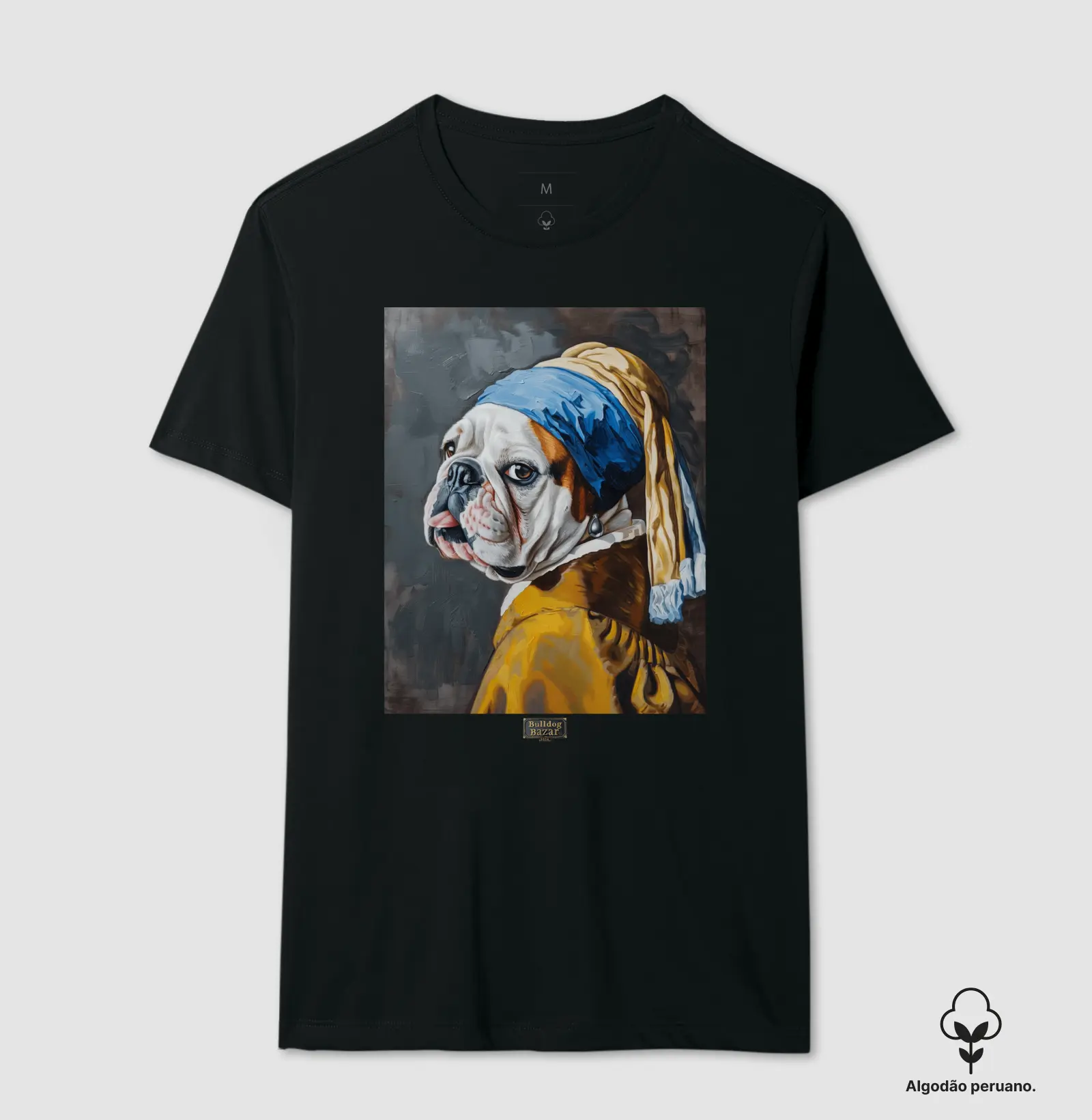 Camiseta Premium Bulldog Ingles "Inglesa do brinco de pérola"