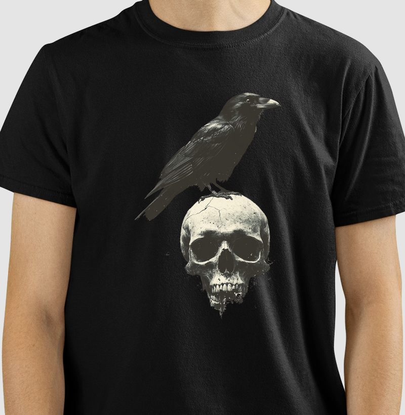 Camiseta Corvo e Crânio 