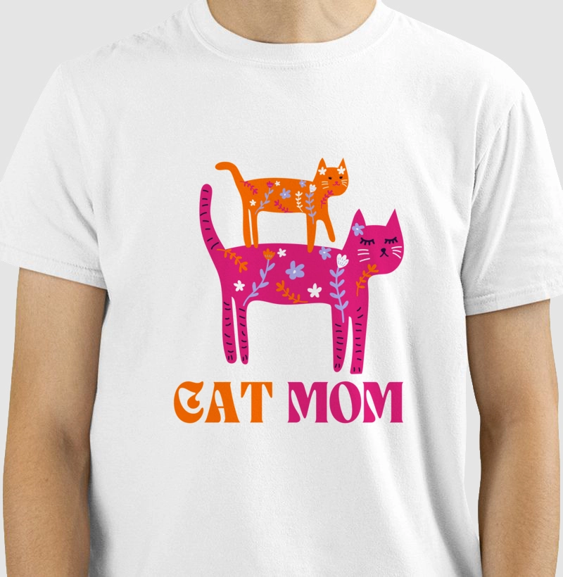 Camiseta Cat Mom - Mãe de Gato