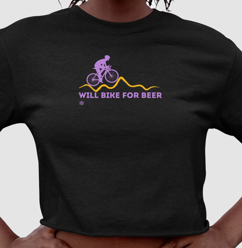 Camiseta Cropped Will Bike for Beer
