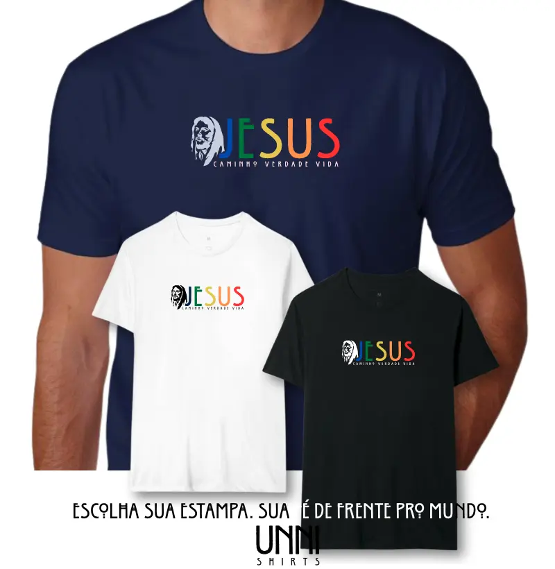Camiseta Jesus Rosto Preta Masculina