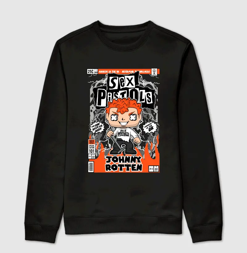 Johnny Rotten Sex Pistols (Punk Comics) - Suéter Moletom