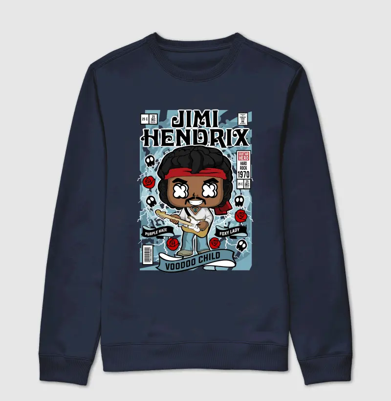 Jimi Hendrix (Heavy Metal Comics) - Suéter Moletom  