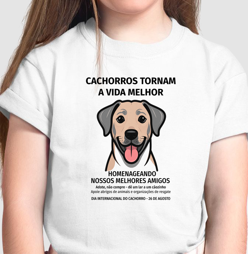 Camiseta Infantil OMD - Cachorros tornam a vida melhor
