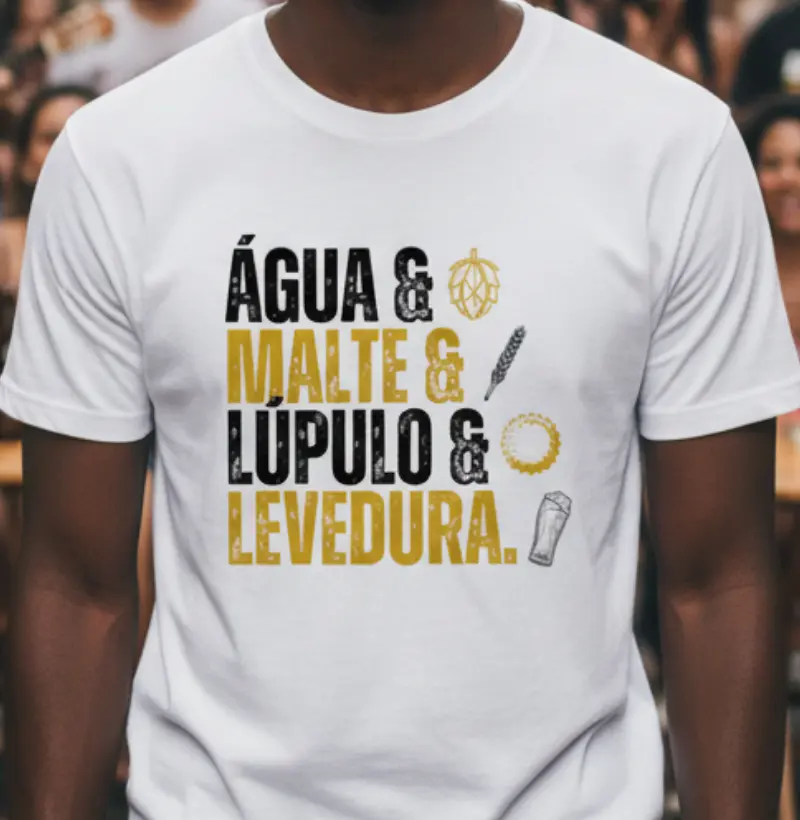 Camiseta Água, malte, lúpulo, levedura