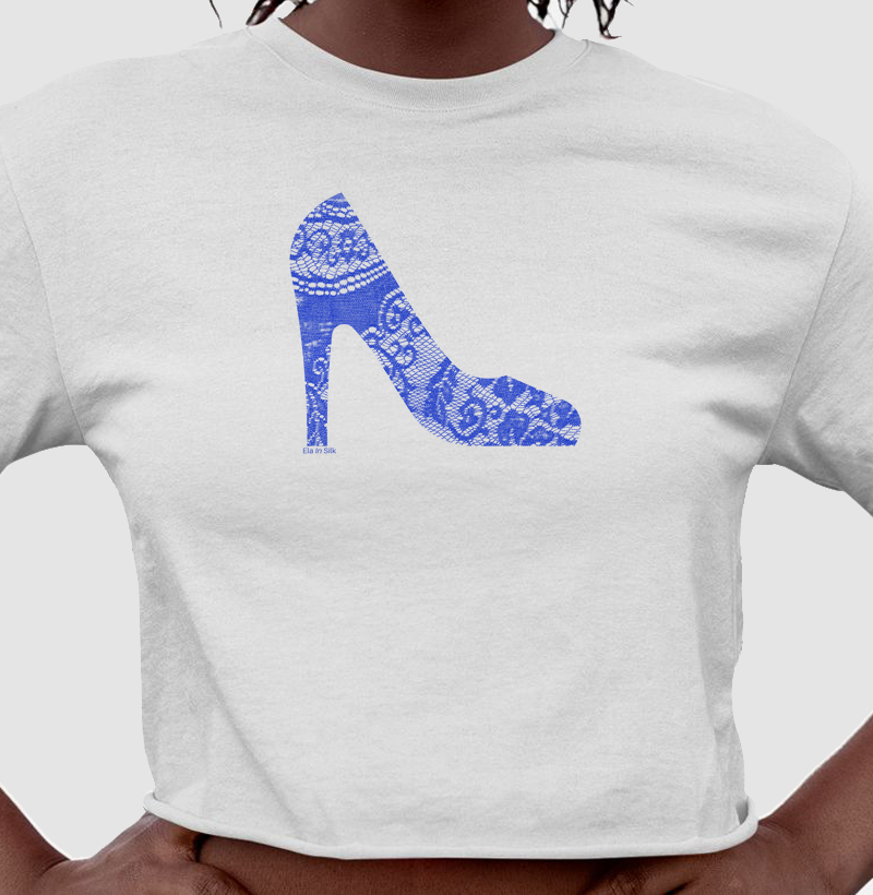 Scarpin renda azul