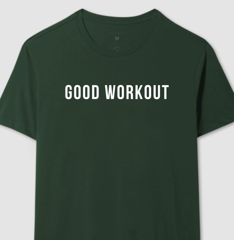 T-shirt Good Workout Verde Logo Reta Branca