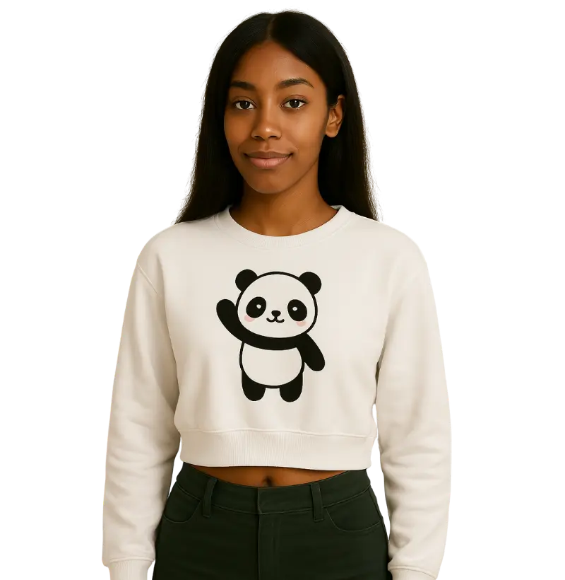 Cropped Moletom Panda Feliz