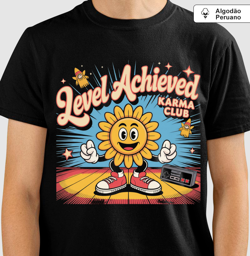 Camiseta "Level Achieved" - Karma Club Retrô