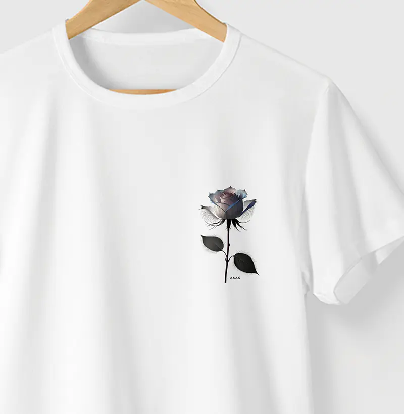 Camiseta ROSE - BRANCA - (100% Algodão)