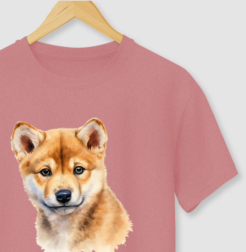 Camiseta - Shiba Inu aquarela