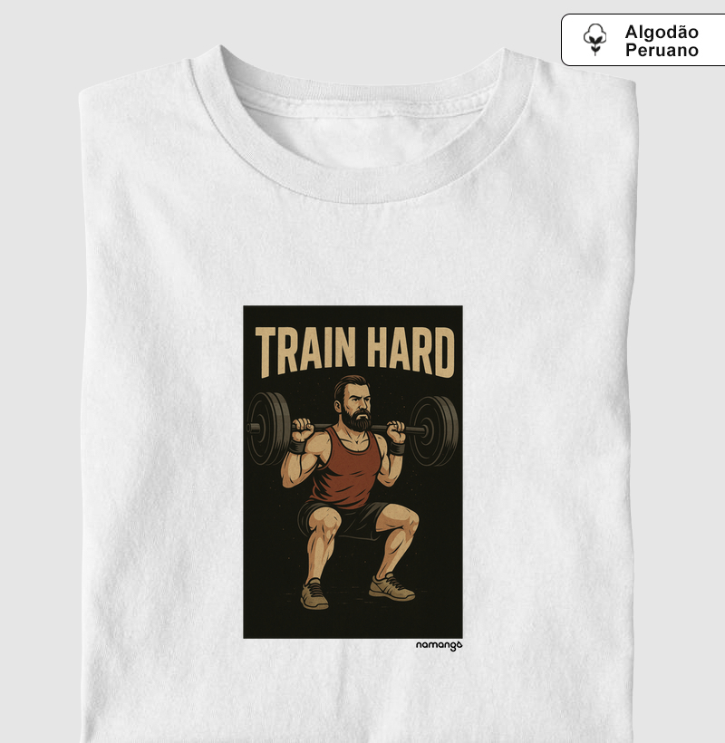 Camiseta CrossFit Train Hard Masculino – Na Manga