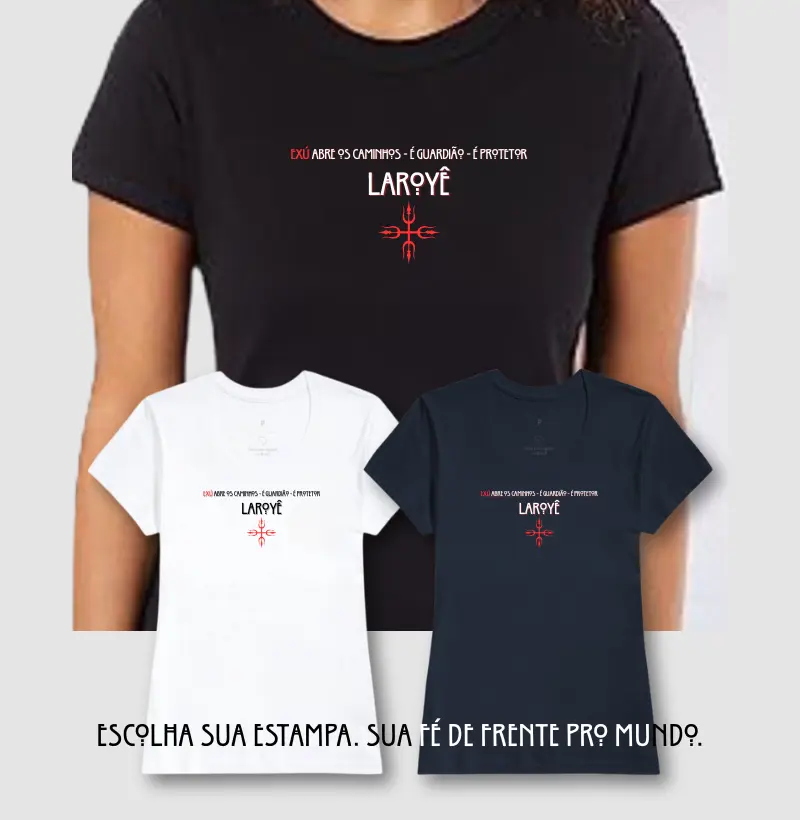 Camiseta Exú Abre os caminhos Sombreada Preta Feminina