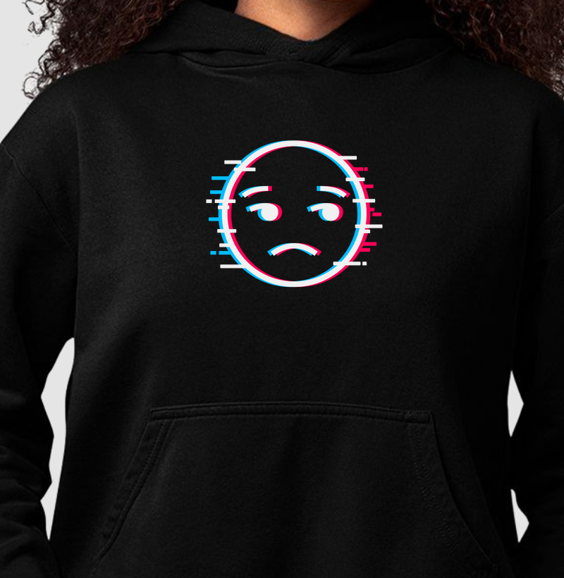 Moletom Slim com Bolso Emoticon Glitch