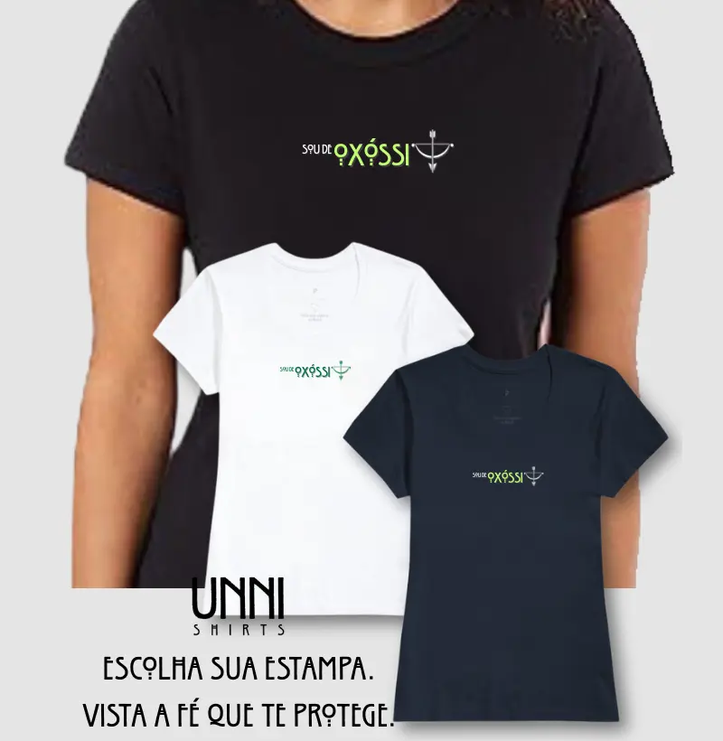 Camiseta Sou de Oxóssi Sombreada Preta Feminina