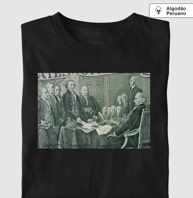 Camiseta Algodão Peruano Notas da Independência - 4 de Julho
