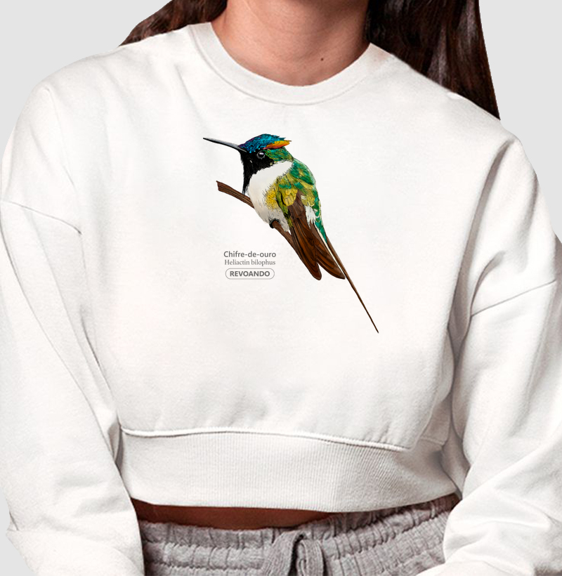 Aves do Brasil - Chifre-de-ouro - Moletom Cropped