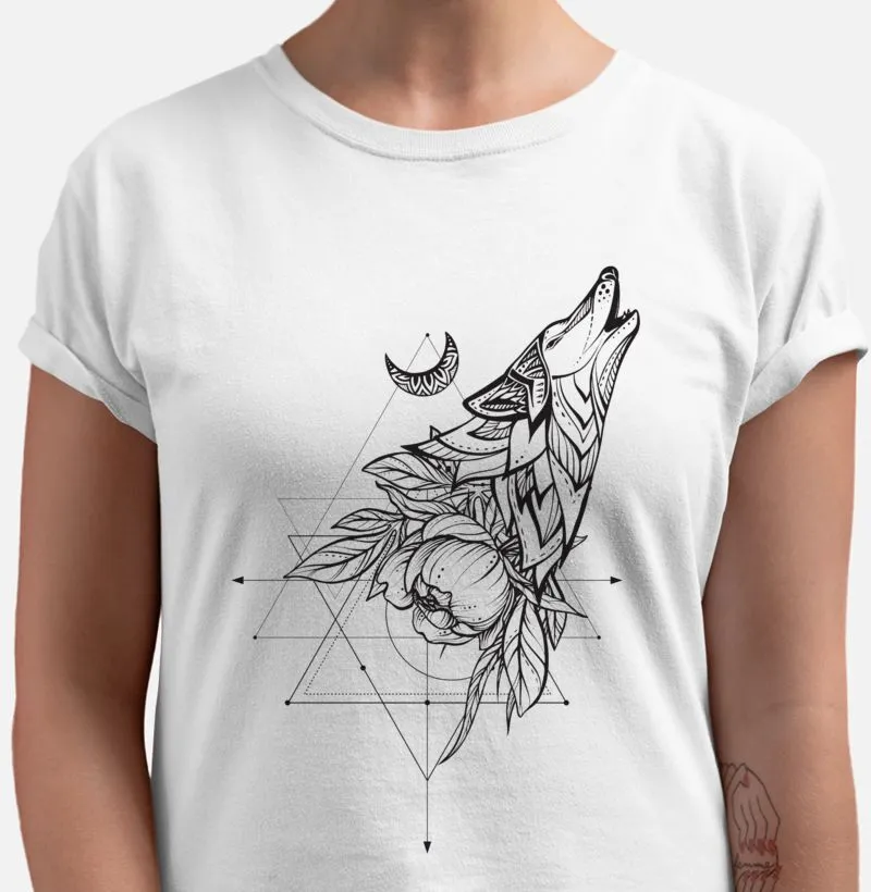 Lobo uivando triangulo ink