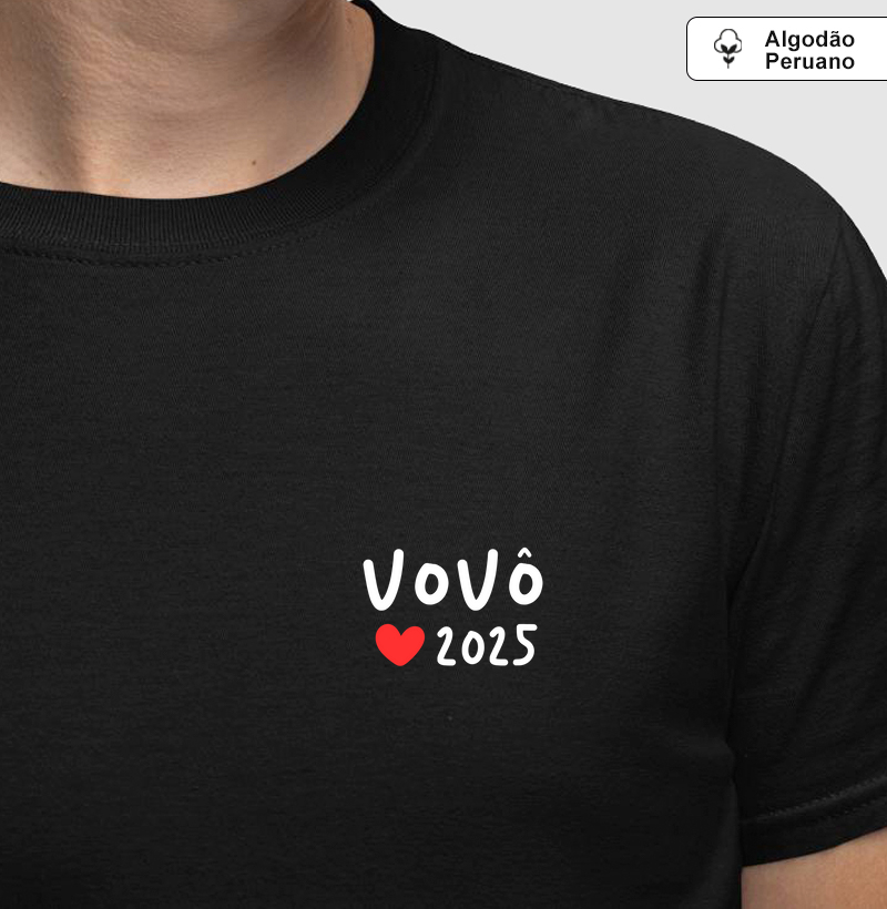 Vovô 2025 - coração vermelho (minimalista) (algodão peruano)