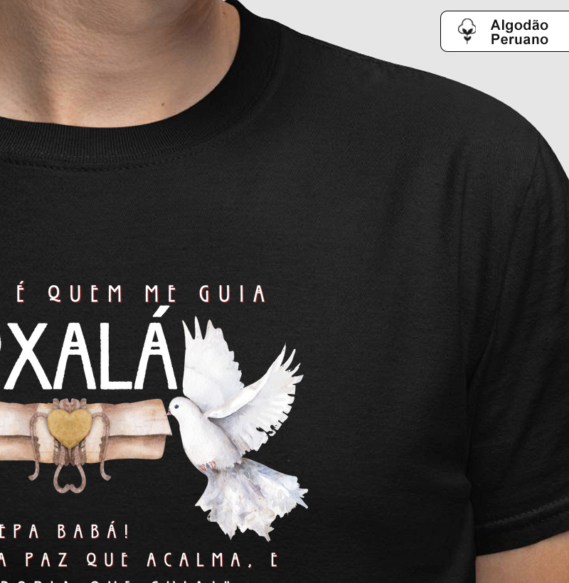 Estampa Oxalá 2 Pombas Preto Masc.