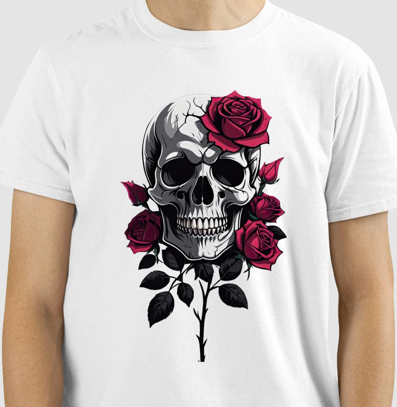 Skull and roses